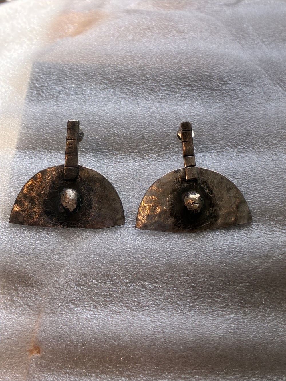 Handmade Hammered 925 Half-Moon Drop Earrings in Antique Silver